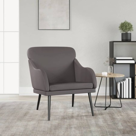 vidaXL Sillón de cuero sintético gris 63x76x80 cm