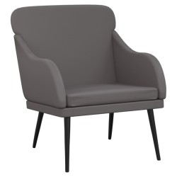 vidaXL Sillón de cuero sintético gris 63x76x80 cm