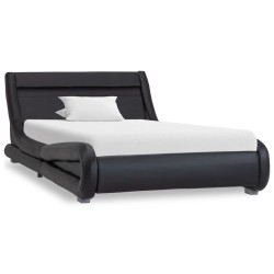 vidaXL Estructura de cama con LED cuero sintético negro 90x200 cm 