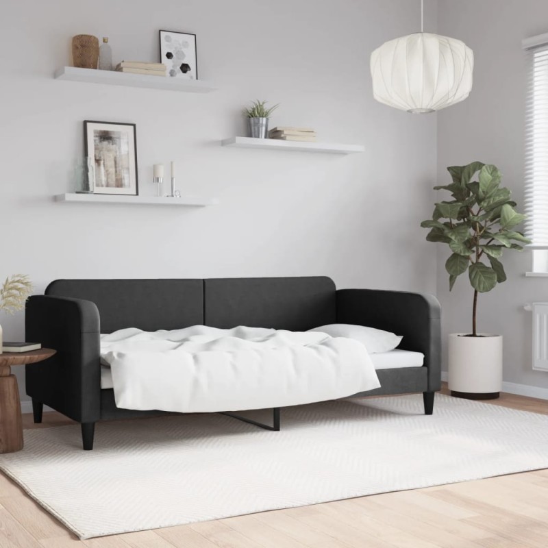 vidaXL Sofá cama tela negro 90x190 cm vidaXL Sofá cama tela negro 90x190 cm