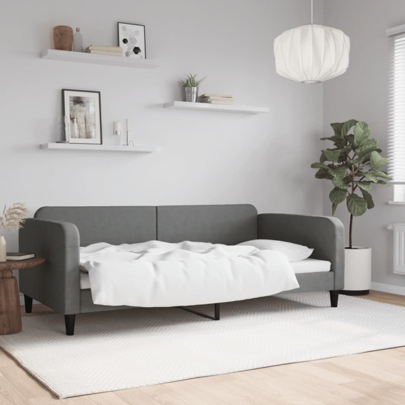 vidaXL Sofá cama tela gris oscuro 100x200 cm vidaXL Sofá cama tela gris oscuro 100x200 cm