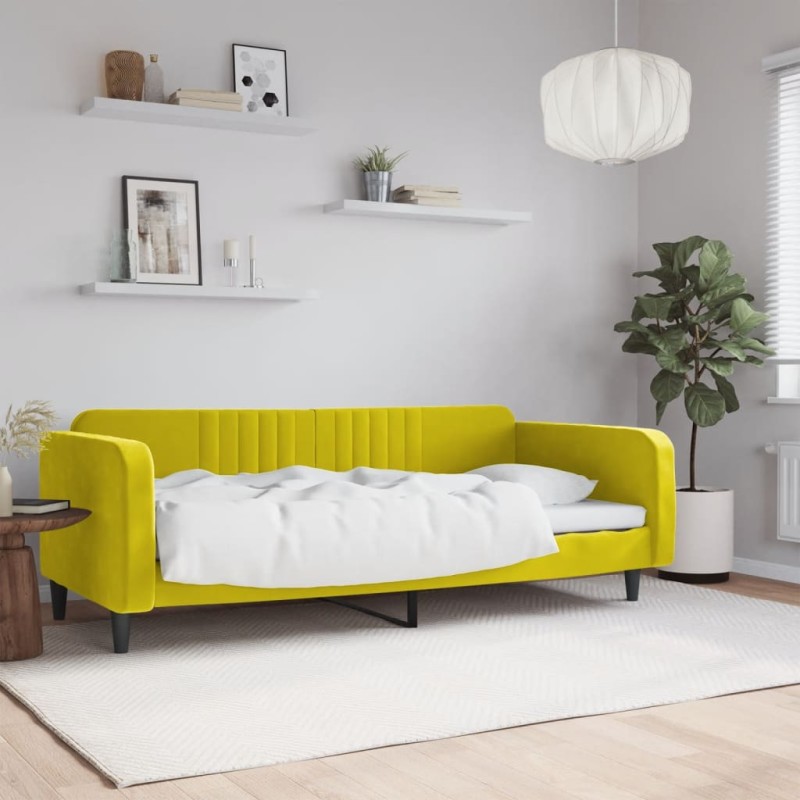 vidaXL Sofá cama terciopelo amarillo 100x200 cm vidaXL Sofá cama terciopelo amarillo 100x200 cm