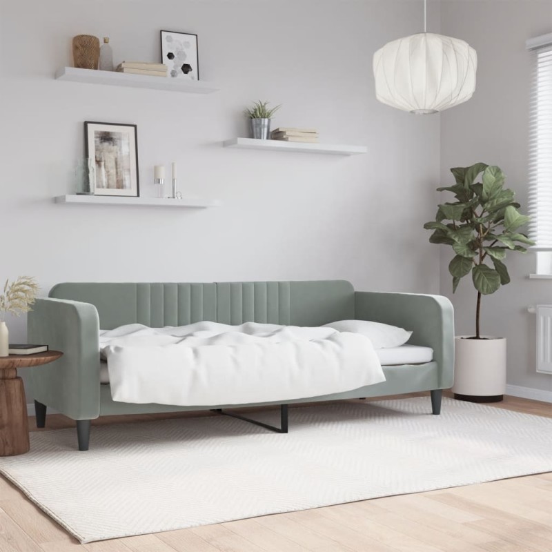 vidaXL Sofá cama terciopelo gris claro 80x200 cm vidaXL Sofá cama terciopelo gris claro 80x200 cm