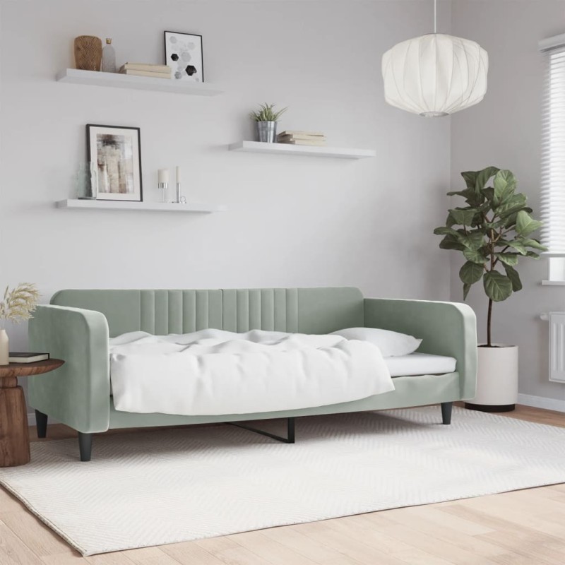 vidaXL Sofá cama terciopelo gris claro 100x200 cm vidaXL Sofá cama terciopelo gris claro 100x200 cm