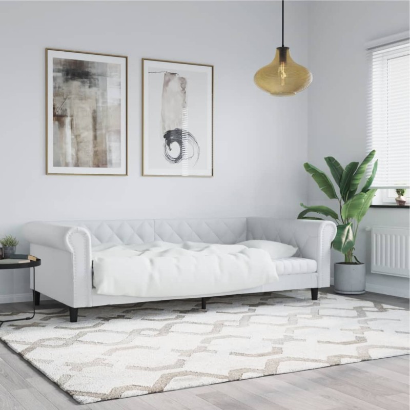 vidaXL Sofá cama cuero sintético blanco 90x200 cm vidaXL Sofá cama cuero sintético blanco 90x200 cm
