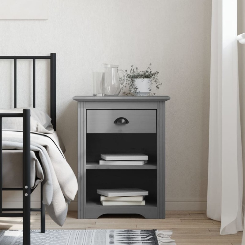 vidaXL Mesita de noche BODO madera maciza de pino gris 53x38,5x66 cm vidaXL Mesita de noche BODO madera maciza de pino gris 53x38,5x66 cm