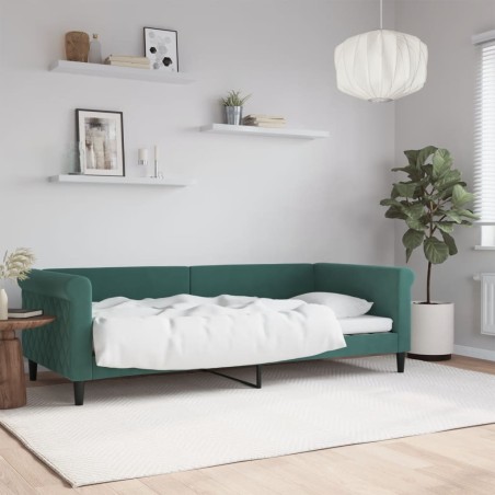 vidaXL Sofá cama terciopelo verde oscuro 90x200 cm