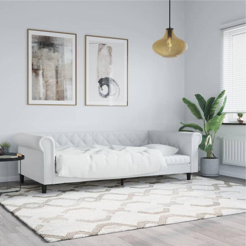 vidaXL Sofá cama cuero sintético blanco 100x200 cm vidaXL Sofá cama cuero sintético blanco 100x200 cm