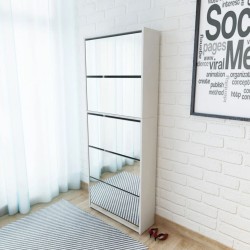 vidaXL Mueble zapatero 5 cajones con espejo blanco 63x17x169,5 cm