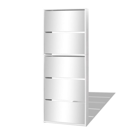 vidaXL Mueble zapatero 5 cajones con espejo blanco 63x17x169,5 cm