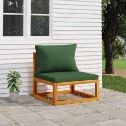 vidaXL Sofá central de jardín madera maciza acacia con cojines verde