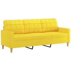 vidaXL Sofá de 3 plazas de tela amarillo claro 180 cm