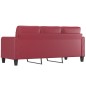 vidaXL Sofá de 3 plazas de cuero sintético rojo vino 180 cm vidaXL Sofá de 3 plazas de cuero sintético rojo vino 180 cm