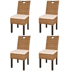 vidaXL Sillas de comedor 4 unidades ratán kubu madera de mango 