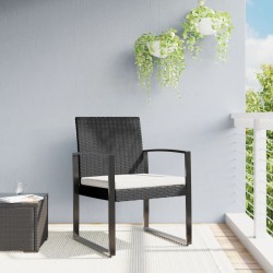 vidaXL Sillas de comedor para jardín 2 uds PP aspecto de ratán negro