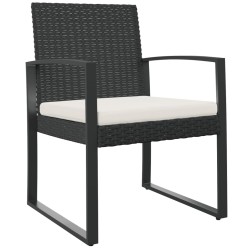 vidaXL Sillas de comedor para jardín 2 uds PP aspecto de ratán negro