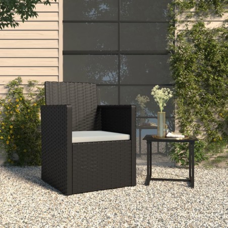 vidaXL Silla de jardín con cojín ratán sintético negro
