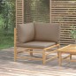vidaXL Sofá esquinero de jardín bambú con cojines gris taupe vidaXL Sofá esquinero de jardín bambú con cojines gris taupe