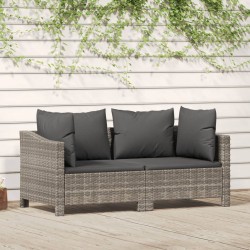 vidaXL Set de muebles de jardín 2 pzas cojines ratán sintético gris
