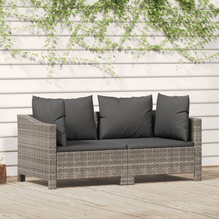 vidaXL Set de muebles de jardín 2 pzas cojines ratán sintético gris