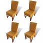 vidaXL Sillas de comedor 4 unidades ratán marrón natural vidaXL Sillas de comedor 4 unidades ratán marrón natural