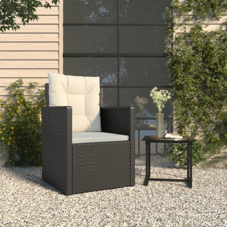 vidaXL Sillón de jardín con cojín ratán sintético negro