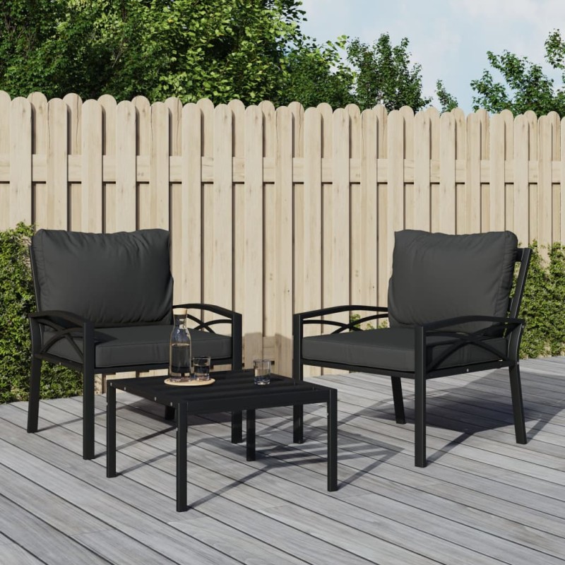vidaXL Sillas de jardín 2 uds acero con cojines gris 68x76x79 cm vidaXL Sillas de jardín 2 uds acero con cojines gris 68x76x79 cm