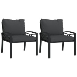 vidaXL Sillas de jardín 2 uds acero con cojines gris 68x76x79 cm