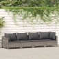 vidaXL Set de muebles de jardín 4 pzas y cojines ratán sintético gris