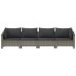vidaXL Set de muebles de jardín 4 pzas y cojines ratán sintético gris