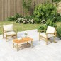 vidaXL Sillas de jardín de bambú 2 unidades con cojines blanco crema vidaXL Sillas de jardín de bambú 2 unidades con cojines blanco crema