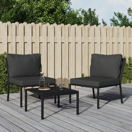 vidaXL Sillas de jardín 2 uds acero con cojines gris 60x74x79 cm