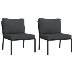 vidaXL Sillas de jardín 2 uds acero con cojines gris 60x74x79 cm