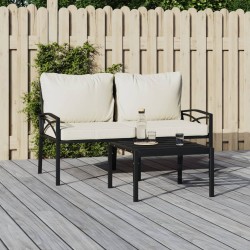 vidaXL Sillas de jardín 2 uds acero con cojines color arena 62x75x79cm