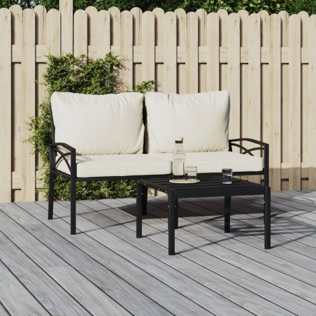 vidaXL Sillas de jardín 2 uds acero con cojines color arena 62x75x79cm