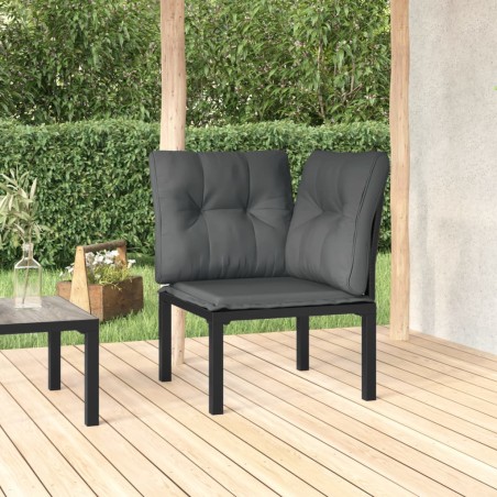 vidaXL Sillón esquina jardín con cojines ratán sintético negro y gris