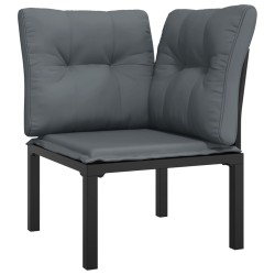 vidaXL Sillón esquina jardín con cojines ratán sintético negro y gris