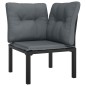 vidaXL Sillón esquina jardín con cojines ratán sintético negro y gris vidaXL Sillón esquina jardín con cojines ratán sintético negro y gris