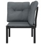 vidaXL Sillón esquina jardín con cojines ratán sintético negro y gris vidaXL Sillón esquina jardín con cojines ratán sintético negro y gris