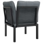 vidaXL Sillón esquina jardín con cojines ratán sintético negro y gris vidaXL Sillón esquina jardín con cojines ratán sintético negro y gris