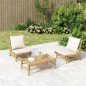 vidaXL Sillas de jardín 2 uds bambú con cojines blanco crema vidaXL Sillas de jardín 2 uds bambú con cojines blanco crema