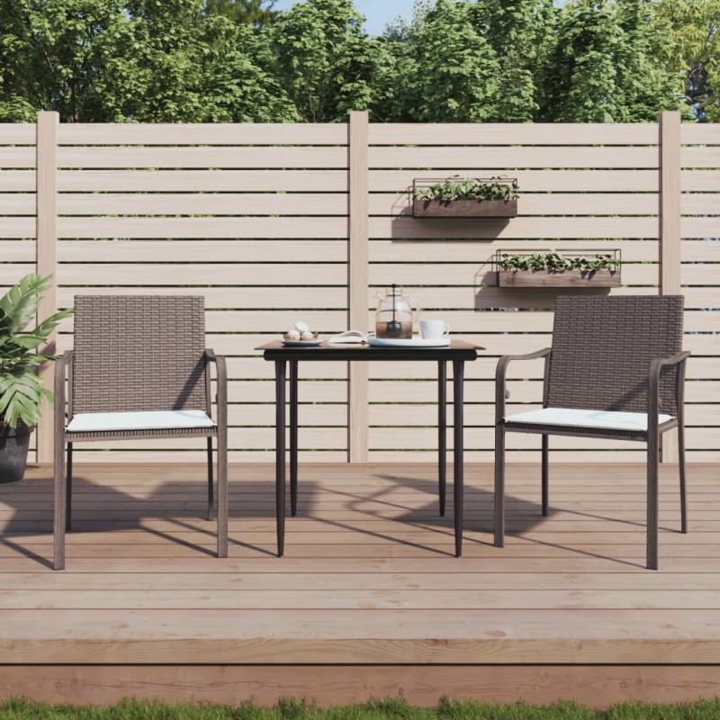 vidaXL Sillas jardín y cojines 2 uds ratán sintético marrón 56x59x84cm vidaXL Sillas jardín y cojines 2 uds ratán sintético marrón 56x59x84cm