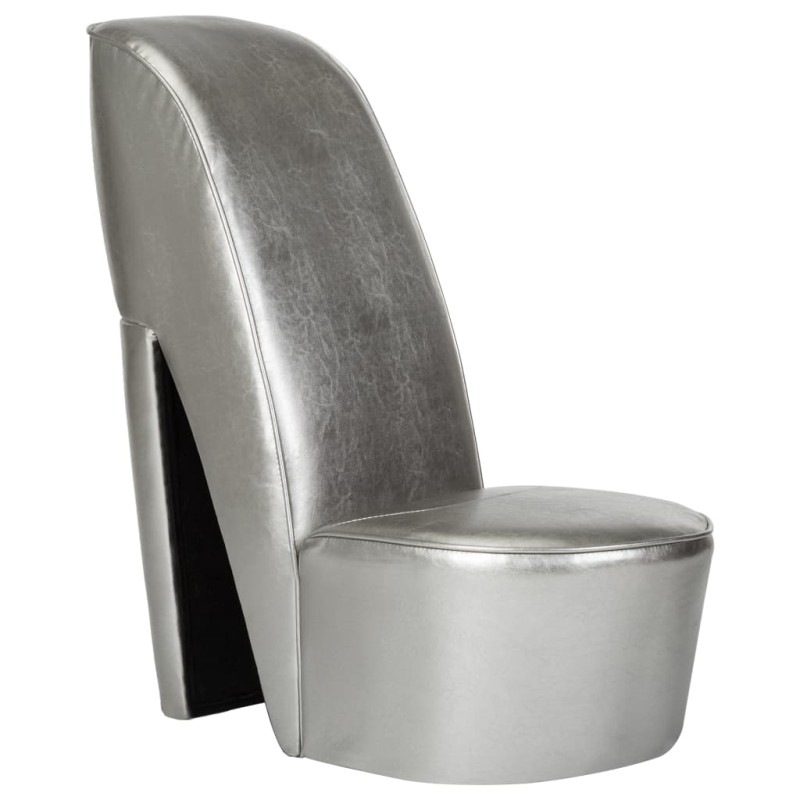 vidaXL Sillón con forma de zapato de tacón cuero sintético plateado vidaXL Sillón con forma de zapato de tacón cuero sintético plateado