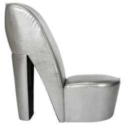 vidaXL Sillón con forma de zapato de tacón cuero sintético plateado