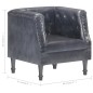 vidaXL Sillón de cuero auténtico gris vidaXL Sillón de cuero auténtico gris
