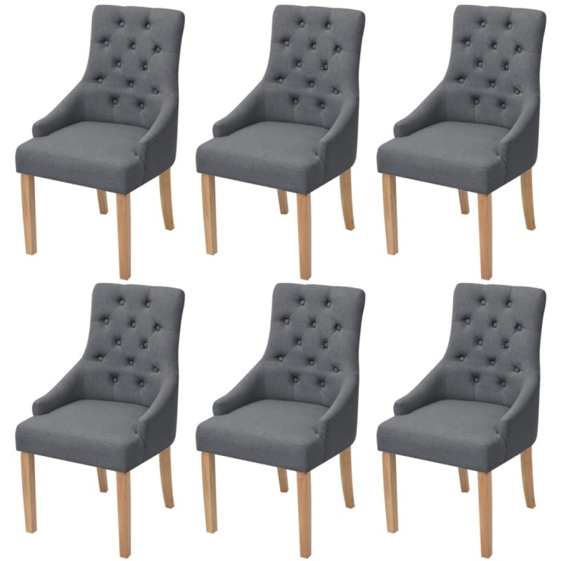 vidaXL Sillas de comedor 6 unidades de tela gris oscuro vidaXL Sillas de comedor 6 unidades de tela gris oscuro