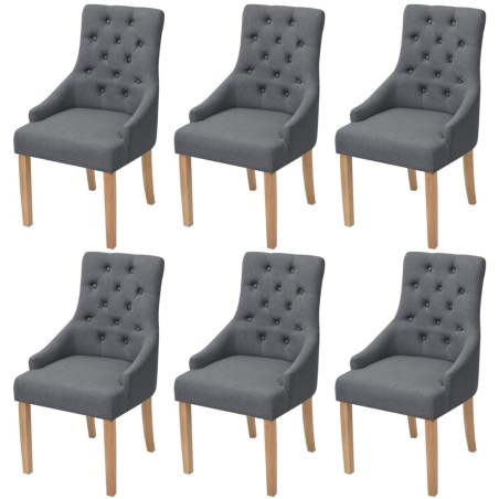 vidaXL Sillas de comedor 6 unidades de tela gris oscuro