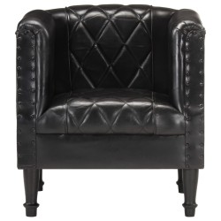 vidaXL Sillón con diseño de cubo cuero de cabra auténtico negro