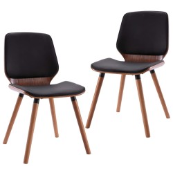 vidaXL Sillas de comedor 2 unidades cuero sintético negro