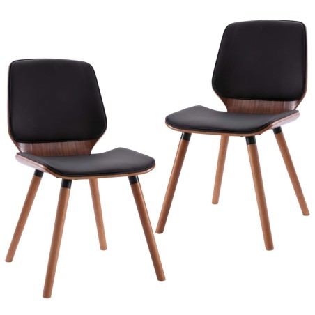 vidaXL Sillas de comedor 2 unidades cuero sintético negro